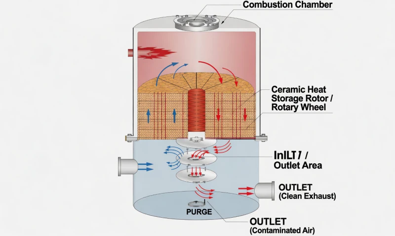 Rotary RTO: Advanced single-valve design, >99% efficiency, very compact, stable pressure for heat recovery.