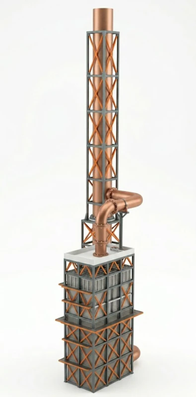 Design elevation drawing of Magnetic Plume Abatement unit for lead-zinc smelting industry installation