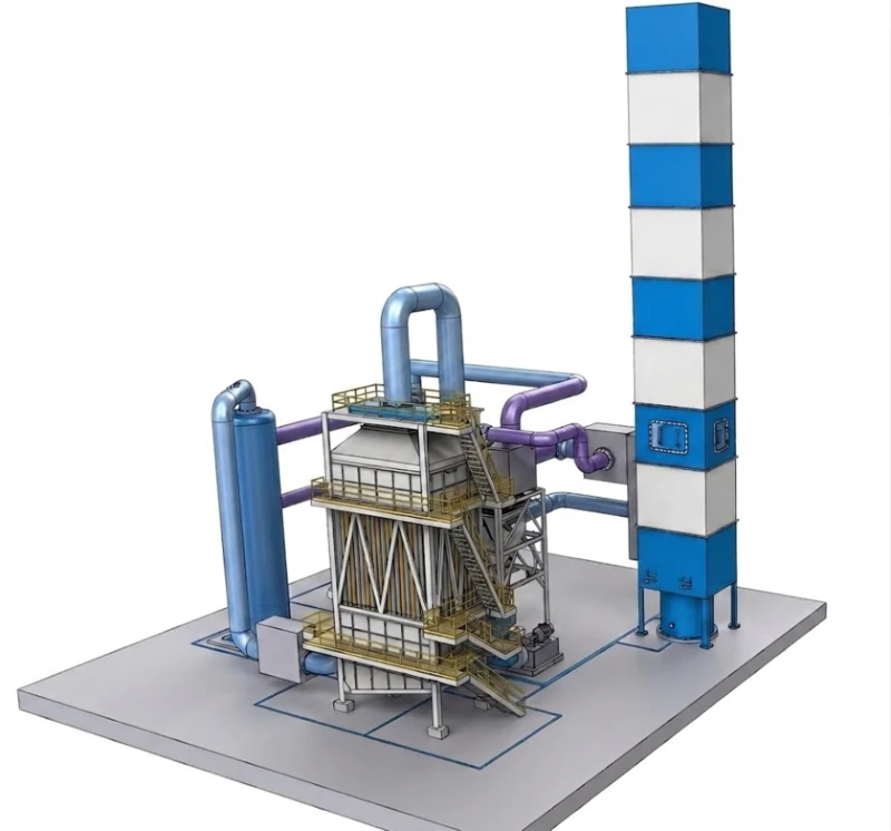 Magnetic Plume Abatement unit BLCNXB-6W floor plan and design layout for antibiotic pharmaceutical chain-grate boiler off-gas treatment installation in Datong Shanxi Province cold-climate facility