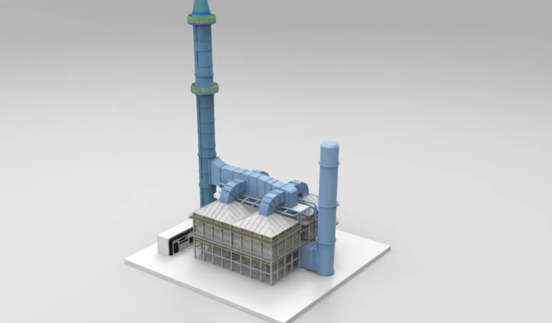 Magnetic Plume Abatement unit BLCNXB-200W floor plan and structural design layout for 2000000 Nm3h steel pelletizing ultra-low emission installation showing 40x40x24.5m tower-external module with multi-stage absorber architecture