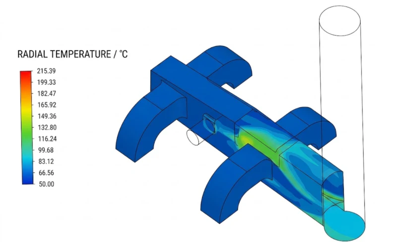 CFD flow field simulation result for 2000000 Nm3h steel pelletizing Magnetic Plume Abatement system showing gas velocity distribution and temperature uniformity across 40x40m absorber cross section with 8.6 percent average uniformity deviation