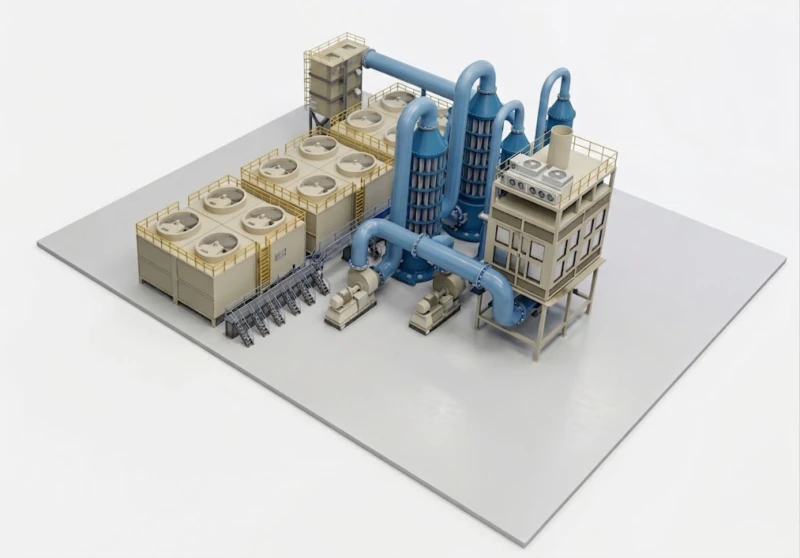 Magnetic Plume Abatement main workshop design elevation drawing for flame retardant fine chemicals electric furnace off-gas treatment